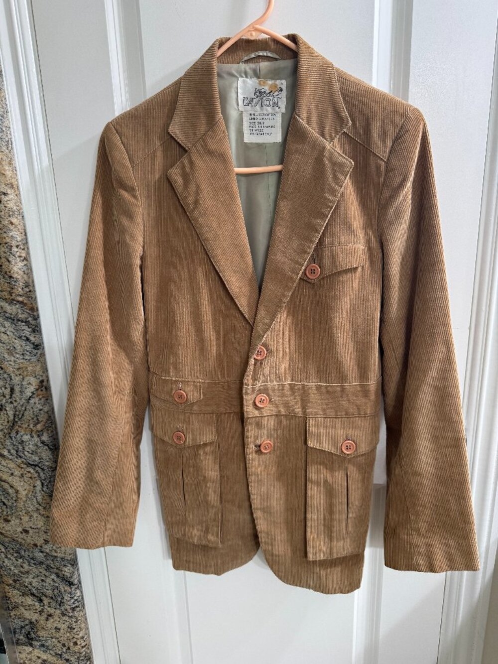 L'Avion Vintage Tan Corduroy Jacket, size 36R